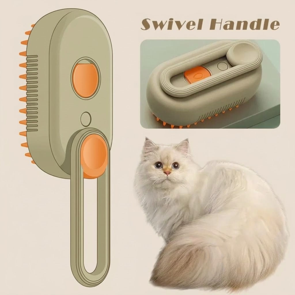 Cepillo de Vapor para Mascotas con Mango Giratorio | Recargable USB
