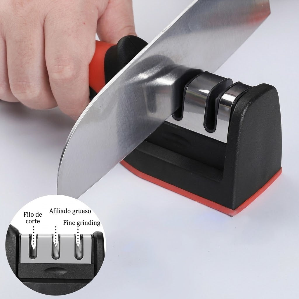 Afilador Manual para Cuchillos de Cocina – Filo Profesional en Segundos