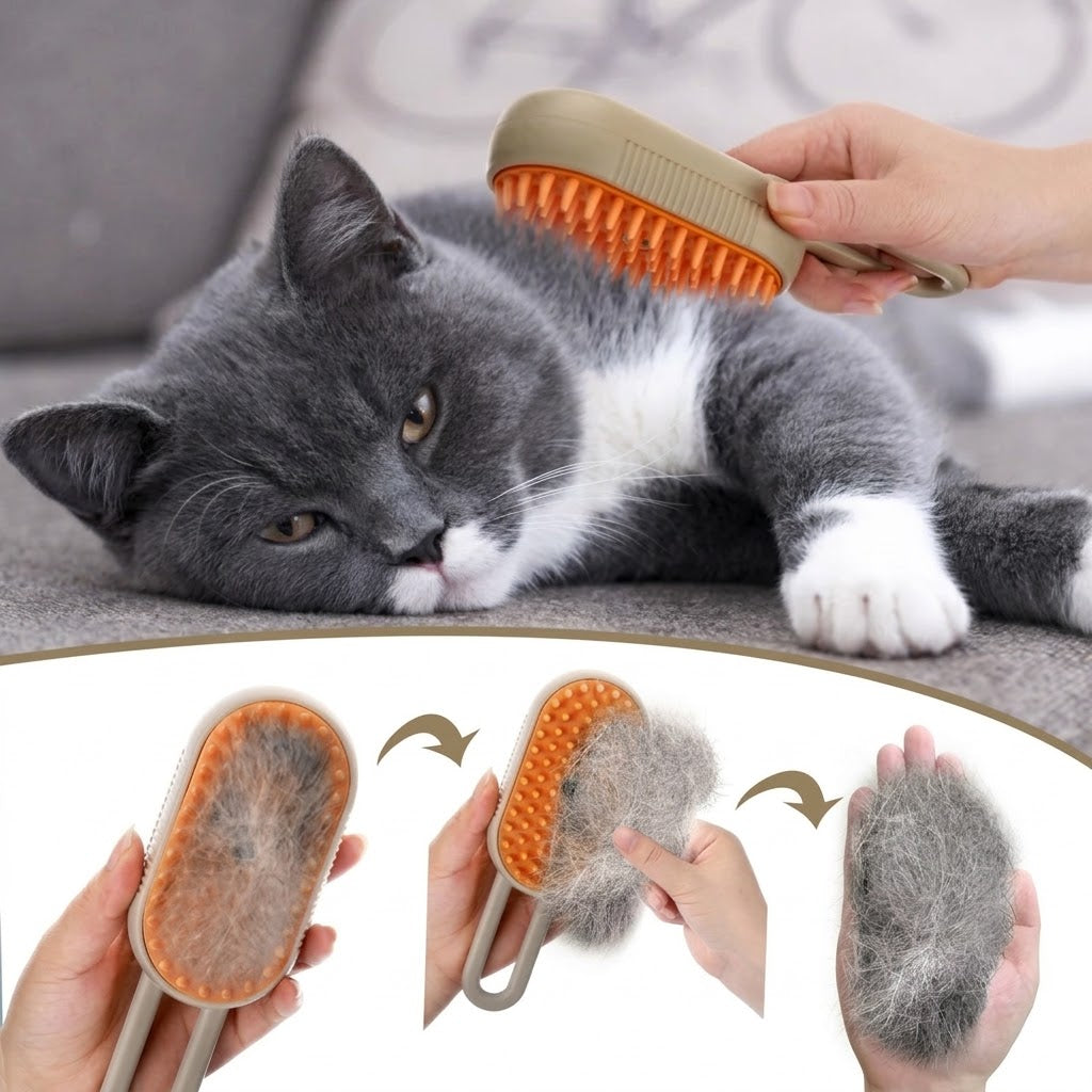 Cepillo de Vapor para Mascotas con Mango Giratorio | Recargable USB