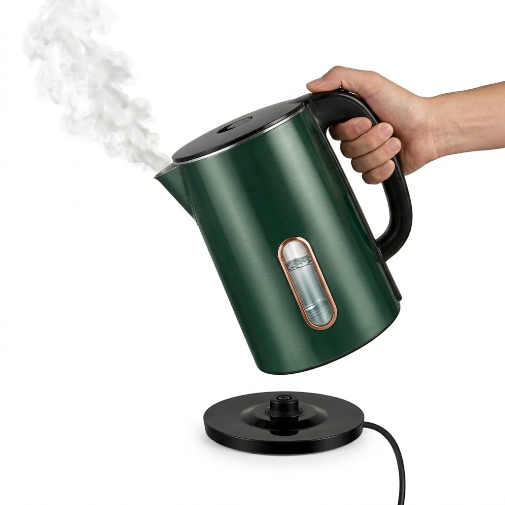 Tetera Eléctrica Doble Capa 2.5L | Acero Inox 304 | 1500W Base Giratoria 360°