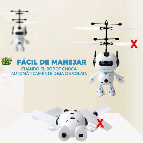 Robot Helicóptero Volador con Luz LED y Sensor de Proximidad — Control por Palma