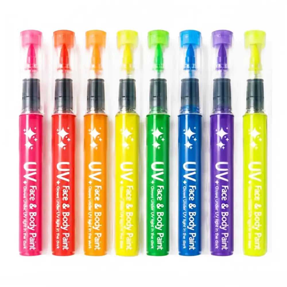 Plumones Corporales UV, Neón, Fluorescentes de 8 o 12 piezas
