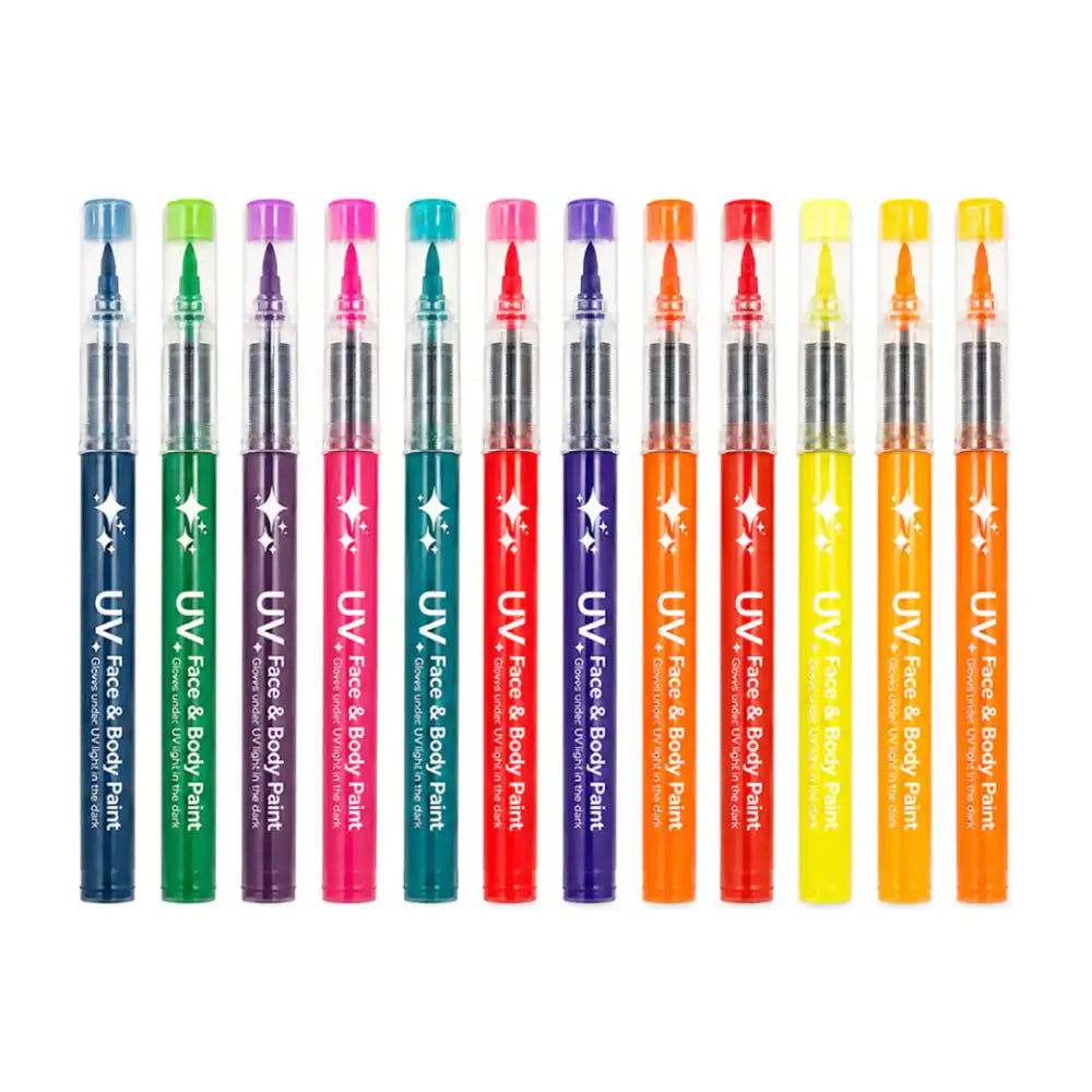 Plumones Corporales UV, Neón, Fluorescentes de 8 o 12 piezas