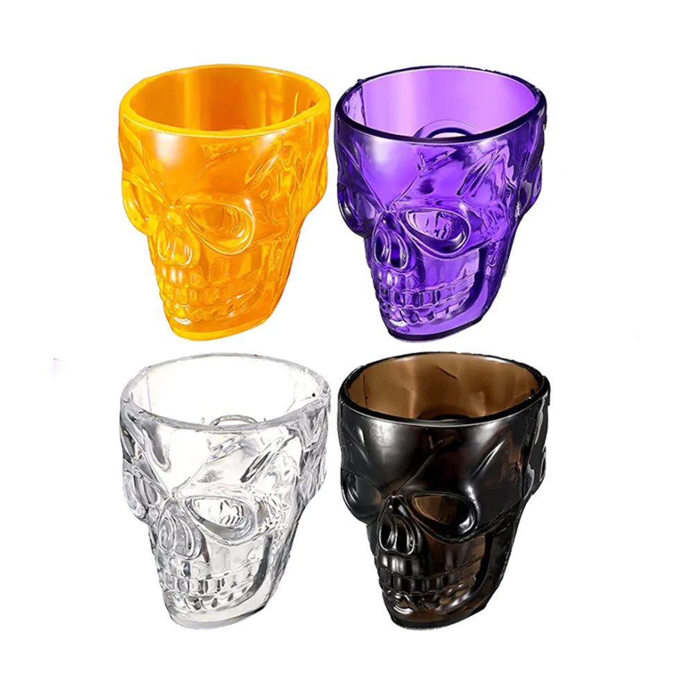 Vasos Tequileros Calavera Translúcidos — Paquete de 4 piezas