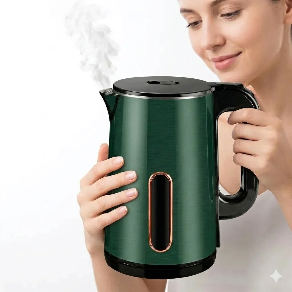 Tetera Eléctrica Doble Capa 2.5L | Acero Inox 304 | 1500W Base Giratoria 360°