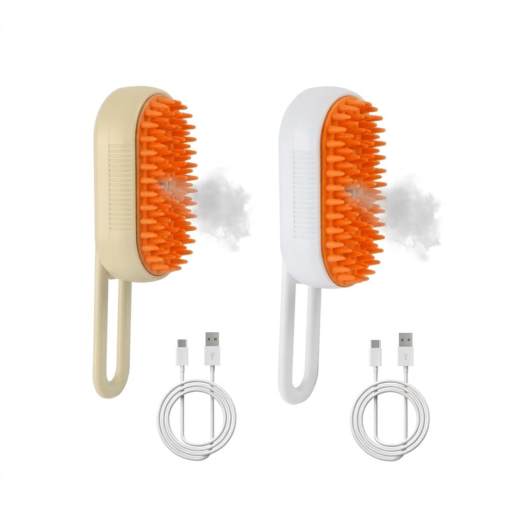 Cepillo de Vapor para Mascotas con Mango Giratorio | Recargable USB