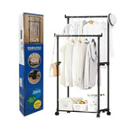 Rack para Ropa de Dos Niveles con Ruedas – Perchero Metálico 20kg
